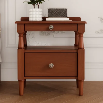 Alternative view of Classic Wooden Nightstand With Drawers