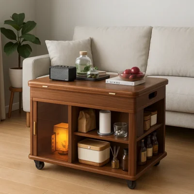 Alternative view of Modern Adjustable Height Side Table With Storage