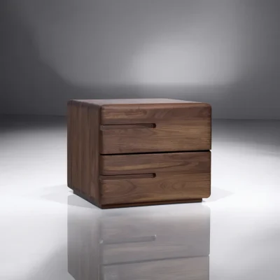 Modern Solid Wood Nightstand With Two Drawers