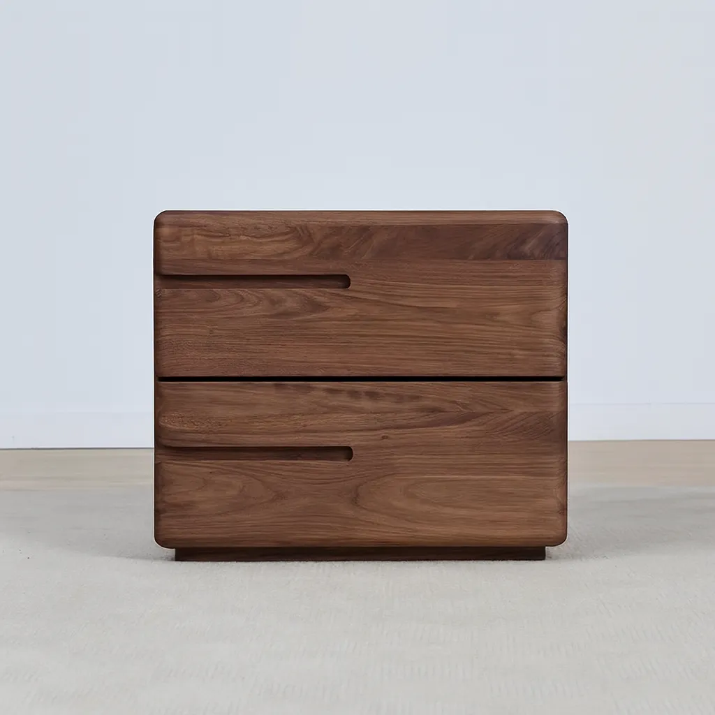 Modern Solid Wood Nightstand With Two Drawers - Image 2