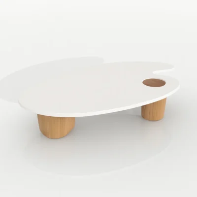 Modern Wooden Coffee Table With Unique Oval Design
