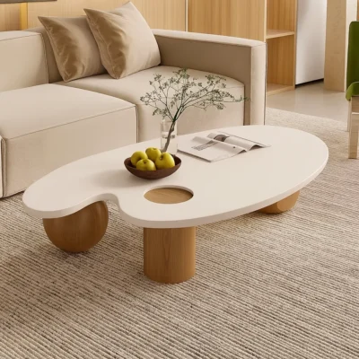 Alternative view of Modern Wooden Coffee Table With Unique Oval Design