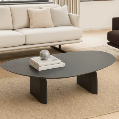 Alternative view of Modern Wooden Coffee Table With Minimalist Oval Design