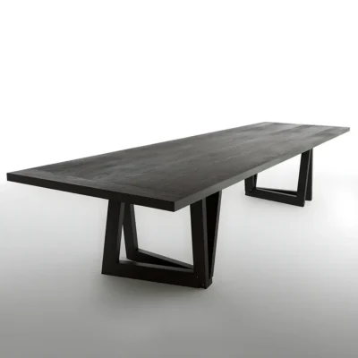 Modern Wooden Conference Table With Geometric Base For Office