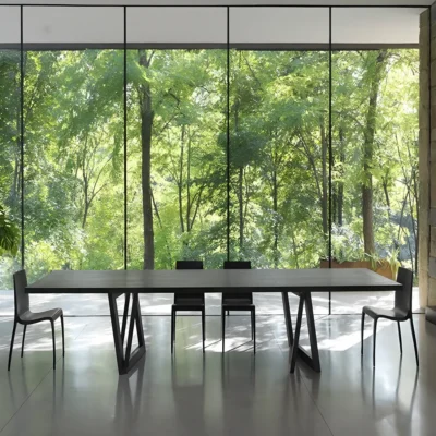 Alternative view of Modern Wooden Conference Table With Geometric Base For Office