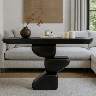 Alternative view of Modern Wooden Console Table With Oval Top