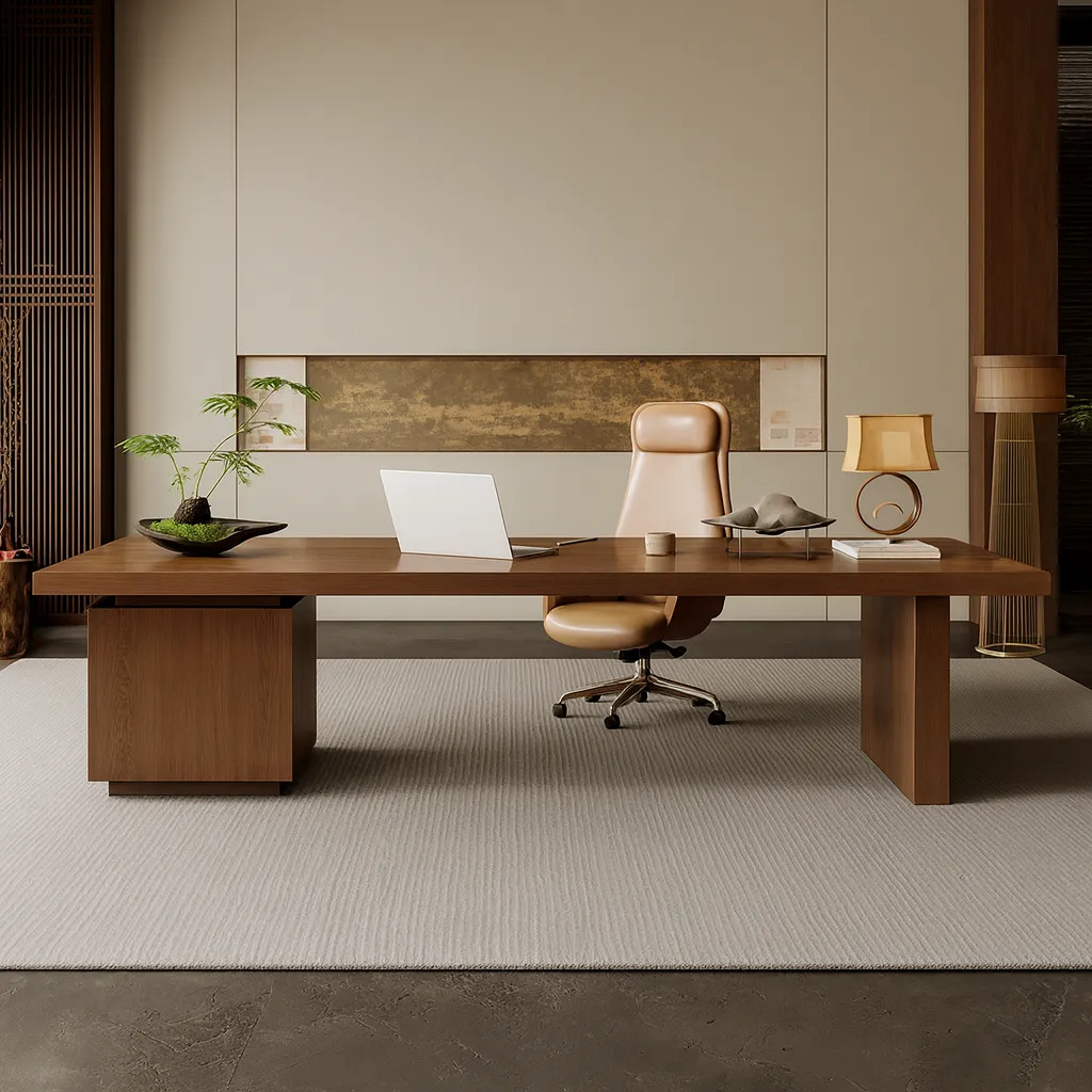 Modern Wooden Executive Desk For Office Workspace - Image 2