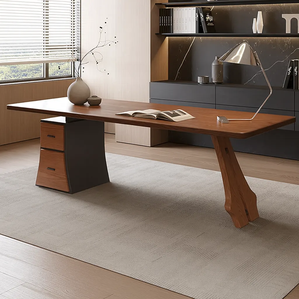 Modern Wooden Executive Desk With Drawer Base For Office - Image 3