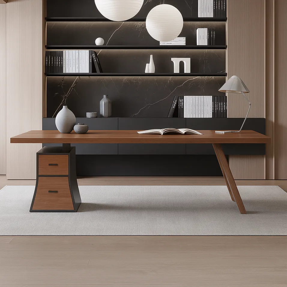 Modern Wooden Executive Desk With Drawer Base For Office - Image 4
