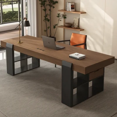Alternative view of Modern Wooden Executive Desk With Storage Base For Office