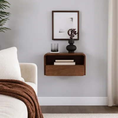 Alternative view of Modern Wooden Floating Shelf With Drawer