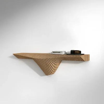 Modern Wooden Floating Shelf With Sculptural Design