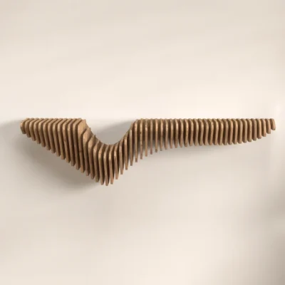 Modern Wooden Floating Wall Shelf With Artistic Wave Design