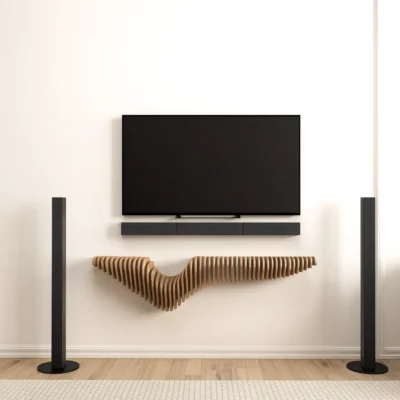 Alternative view of Modern Wooden Floating Wall Shelf With Artistic Wave Design