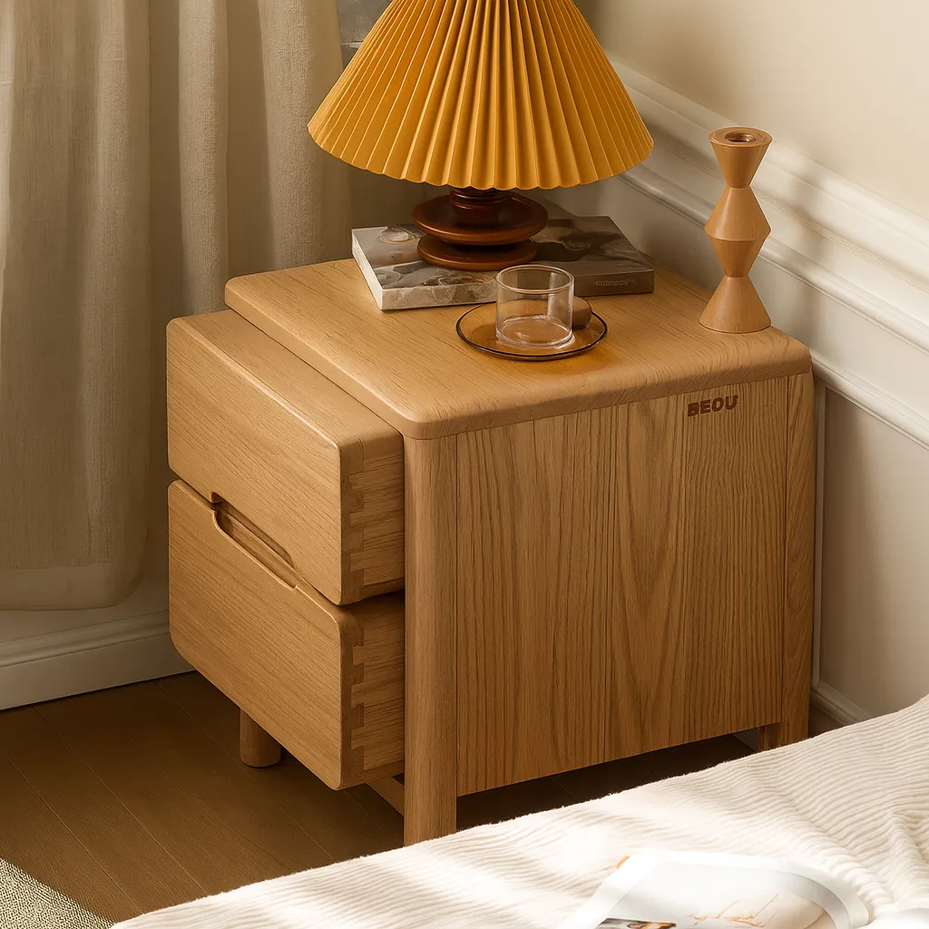 Modern Wooden Nightstand With Smooth Rounded Corners - Image 4