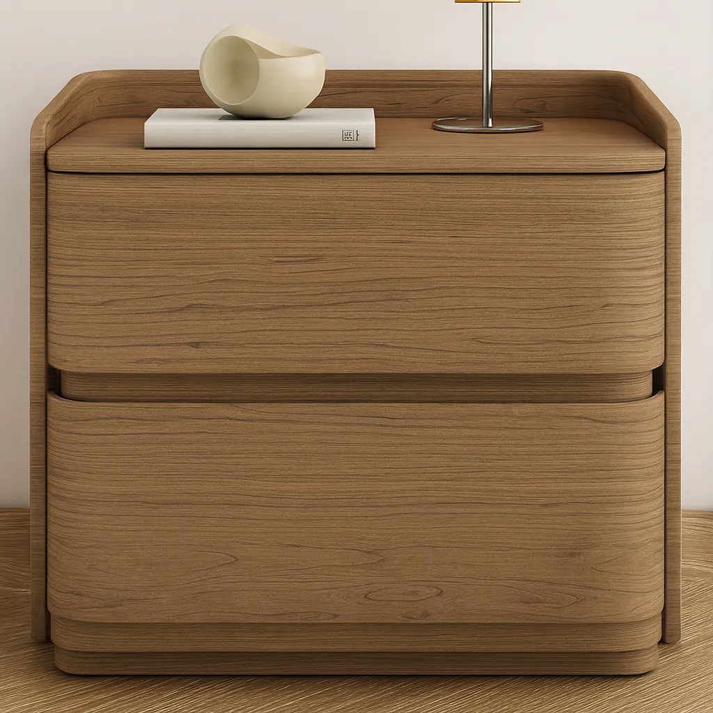 Modern Wooden Nightstand With Smooth Rounded Corners - Image 3