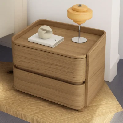 Alternative view of Modern Wooden Nightstand With Smooth Rounded Corners