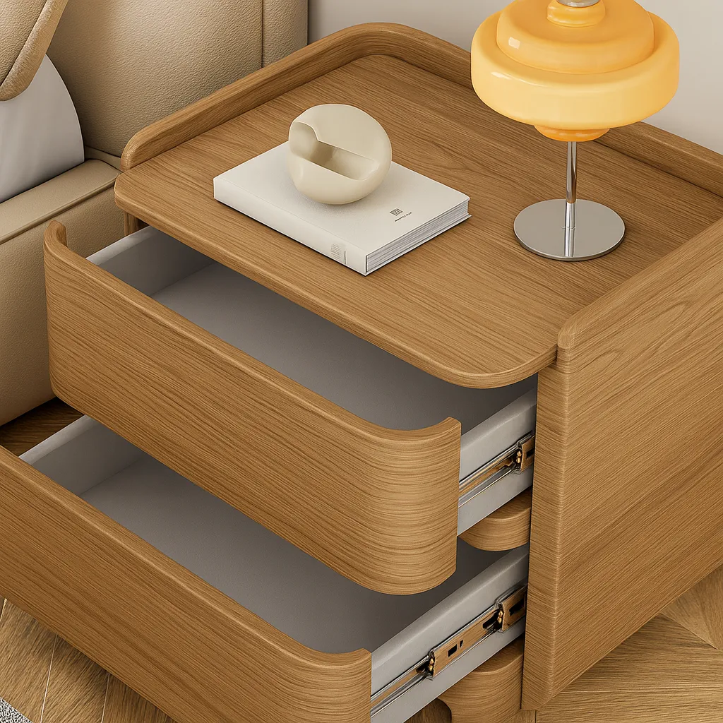 Modern Wooden Nightstand With Smooth Rounded Corners - Image 5