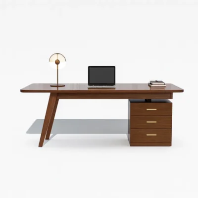 Modern Wooden Office Desk With Drawer Storage For Workspace