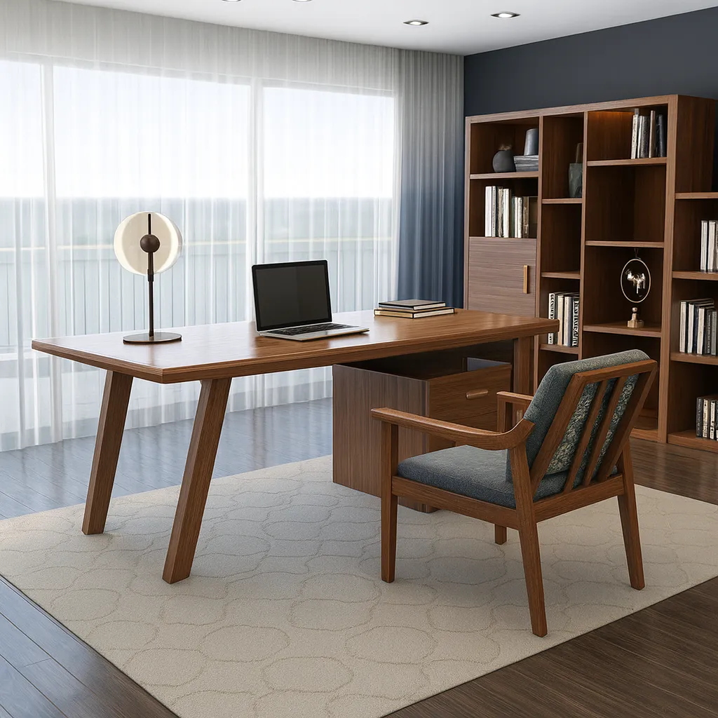 Modern Wooden Office Desk With Drawer Storage For Workspace - Image 4