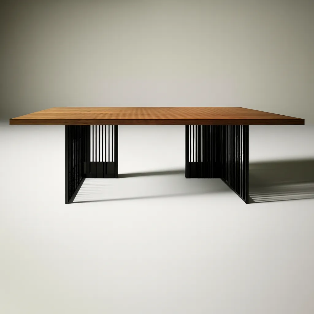 Modern Wooden Office Desk With Metal Base For Workspace