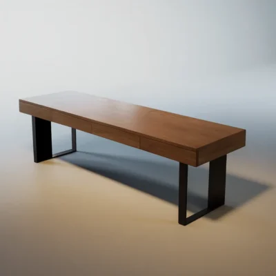 Modern Wooden Office Desk With Metal Legs For Workspace