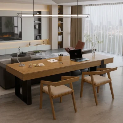 Alternative view of Modern Wooden Office Desk With Metal Legs For Workspace