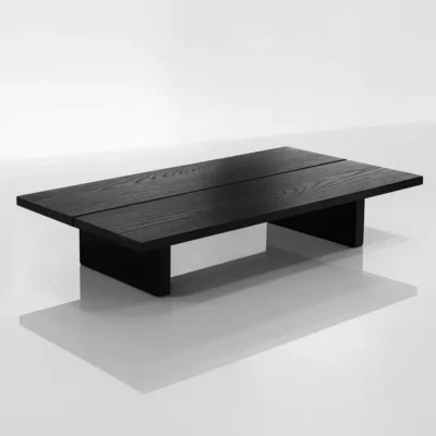 Modern Wooden Rectangular Coffee Table With Minimalist Split Top Design