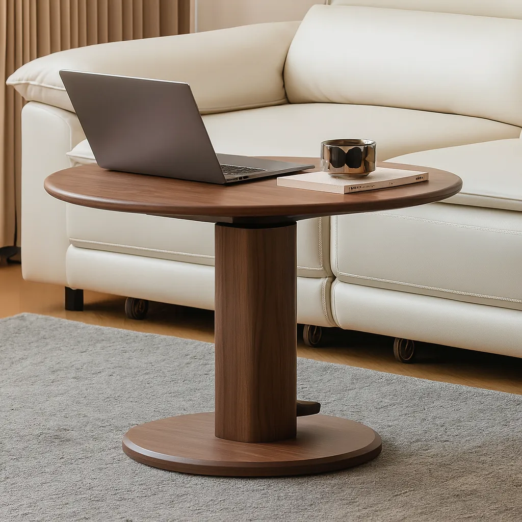 Modern Wooden Round Side Table With Sturdy Base - Image 2