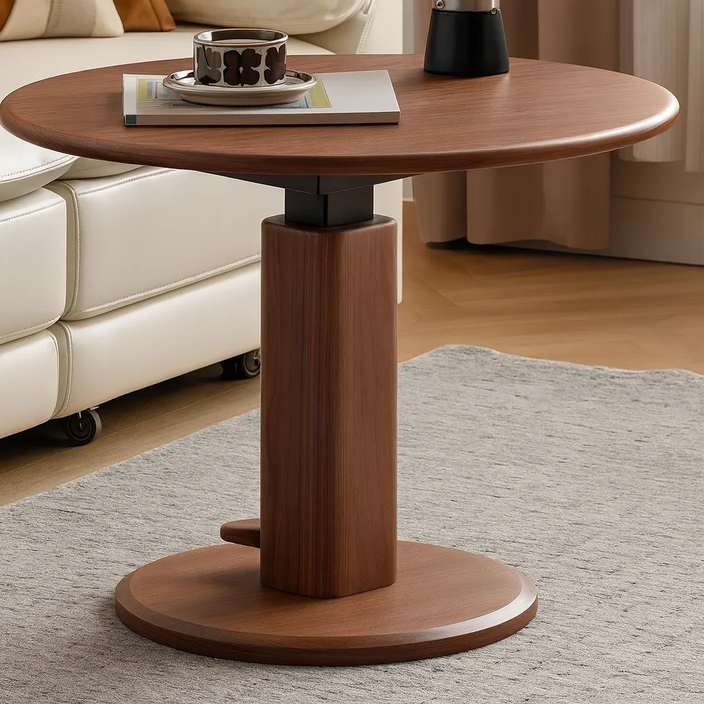 Modern Wooden Round Side Table With Sturdy Base - Image 3