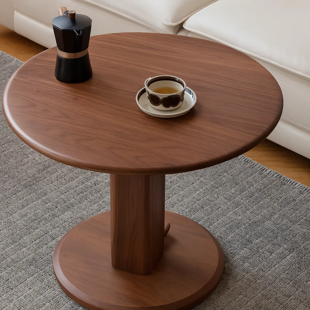 Modern Wooden Round Side Table With Sturdy Base - Image 4