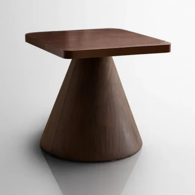 Modern Wooden Side Table With Cone Base