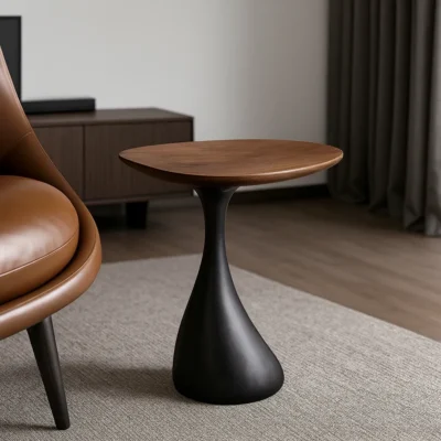 Alternative view of Modern Wooden Stool Table With Pedestal Base