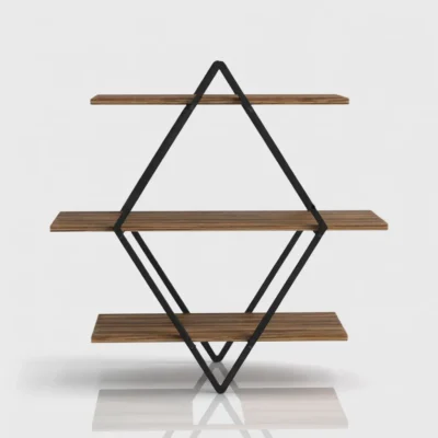Modern Wooden Wall Shelf With Diamond Frame