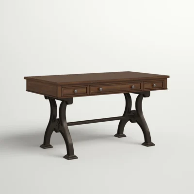 Rustic Wooden Writing Desk With Drawers For Home Office