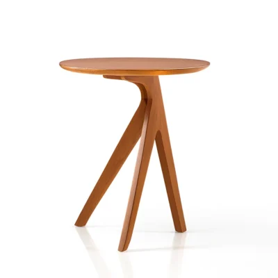 Scandinavian Round Wood Side Table For Living Room