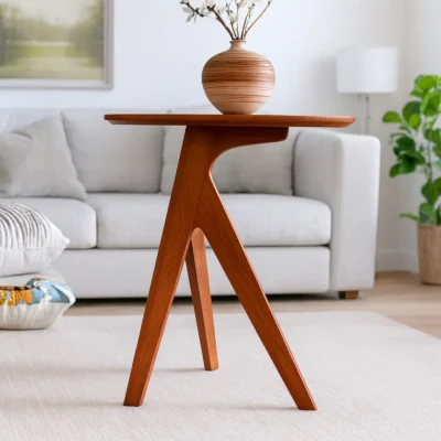 Alternative view of Scandinavian Round Wood Side Table For Living Room