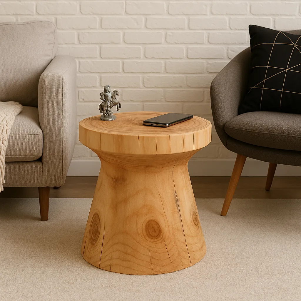 Scandinavian Round Wooden Side Table - Image 4
