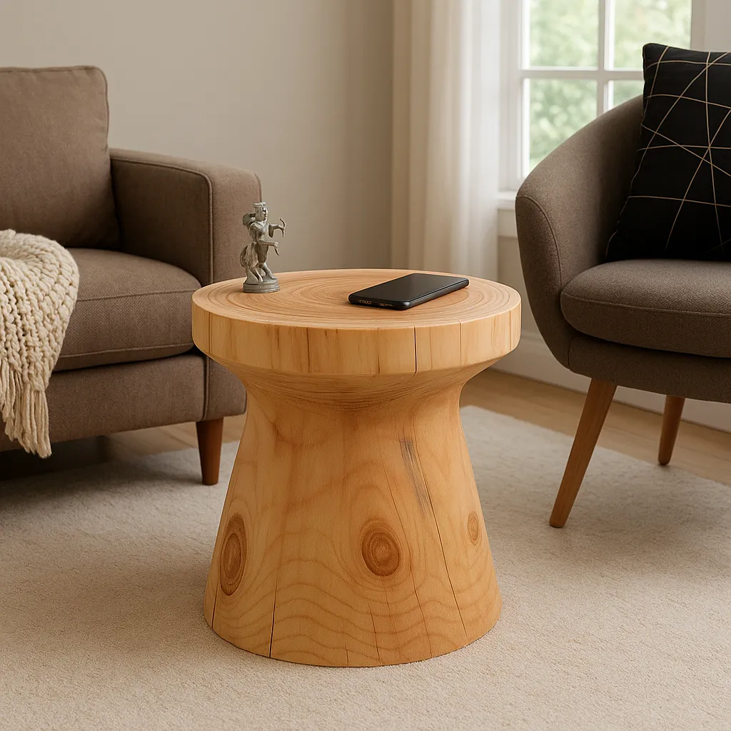 Scandinavian Round Wooden Side Table - Image 3